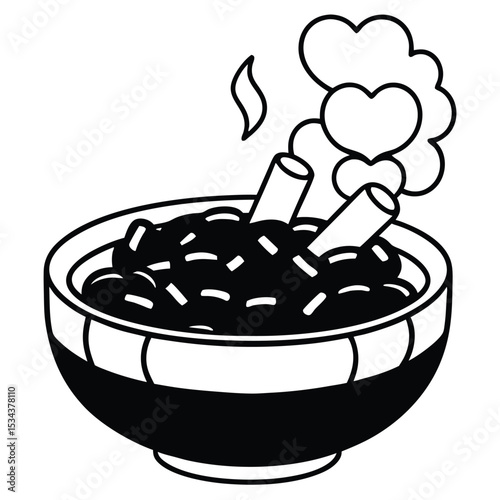 minimalistic black silhouette line-art illustration of an ashtray filled with several cigarette butts