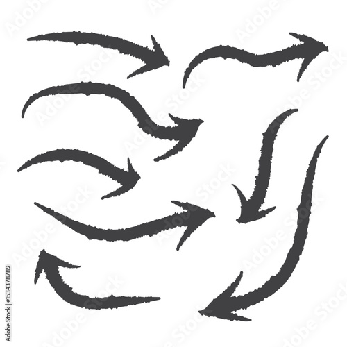 Set of grunge hand drawn arrows
