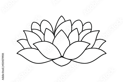 Simple outline illustration of a beautiful lotus flower with elegant petals and symbolic meaning