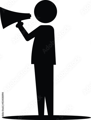 Simple Icon of Person Announcing with Megaphone, 