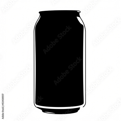 Simple Soda Silhouette: A sleek, black silhouette of a soda can stands in stark contrast, embodying the essence of refreshment, ready to quench thirst.