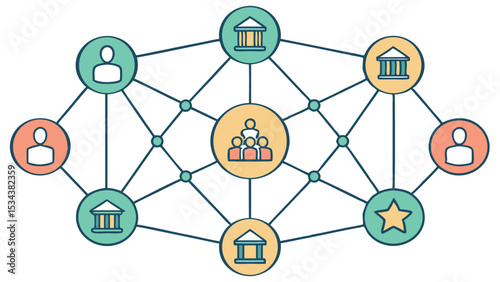 Vibrant Color Vector of Trustworthy DAO Nodes  