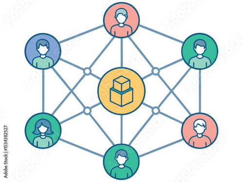 Geometric Vector Illustration of DAO Treasury Distribution  