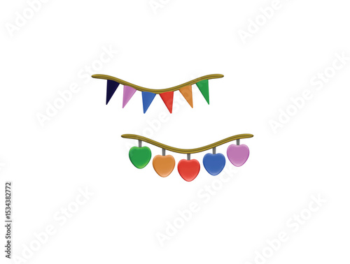 party flag icon 3d illustration render