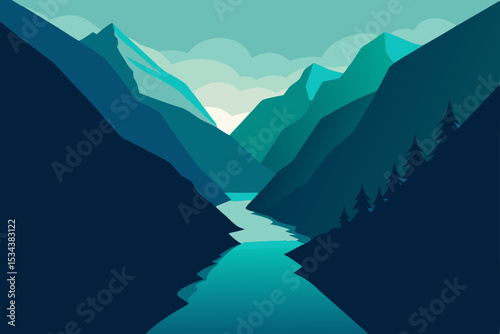 mountain landscape with mountains and clouds