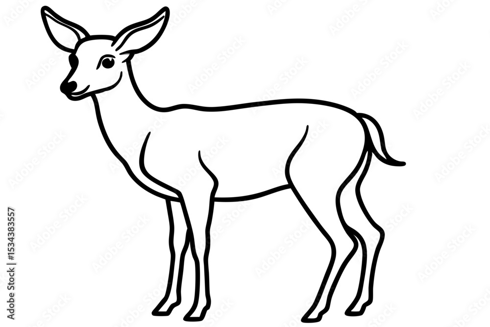 Fototapeta premium Elegant Deer Outline Vector