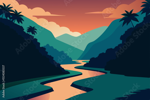 sunset in the mountains