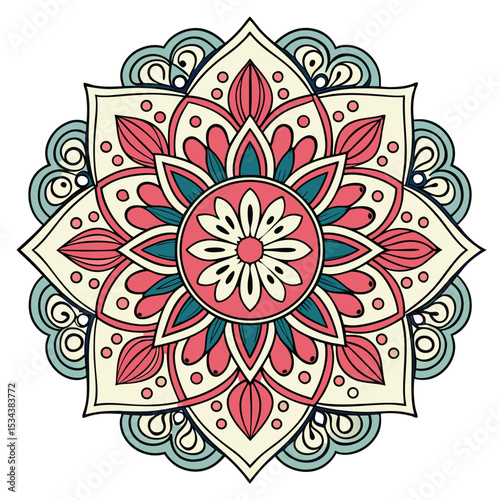 Abstract floral vector illustration with ornamental mandala pattern design