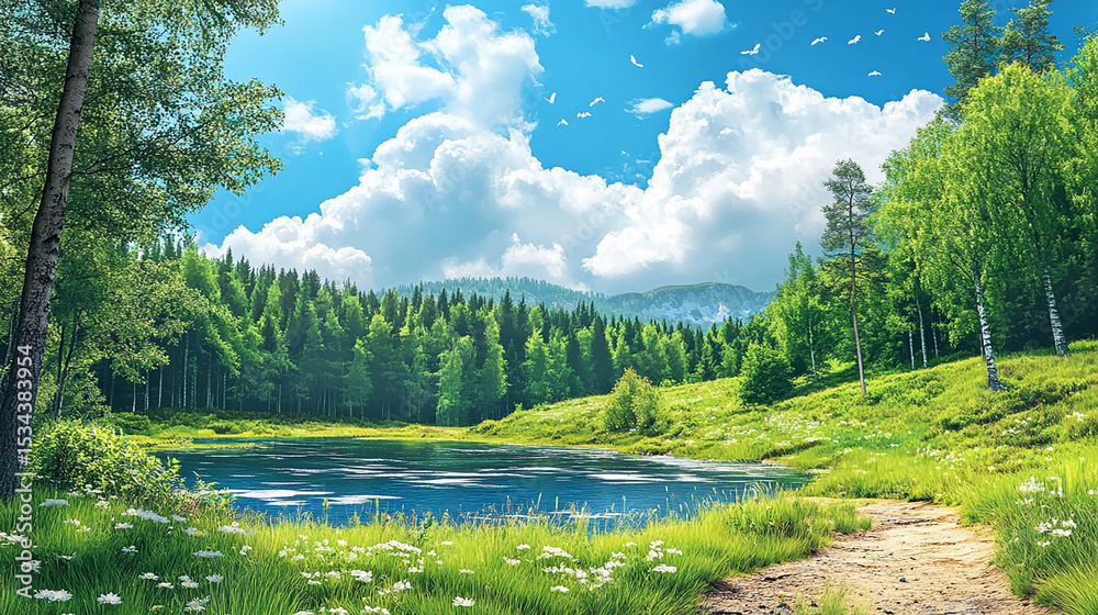 Fototapeta premium June 2025 calendar with cheerful family picnic photo background, summer atmosphere, joyful moment with kids.