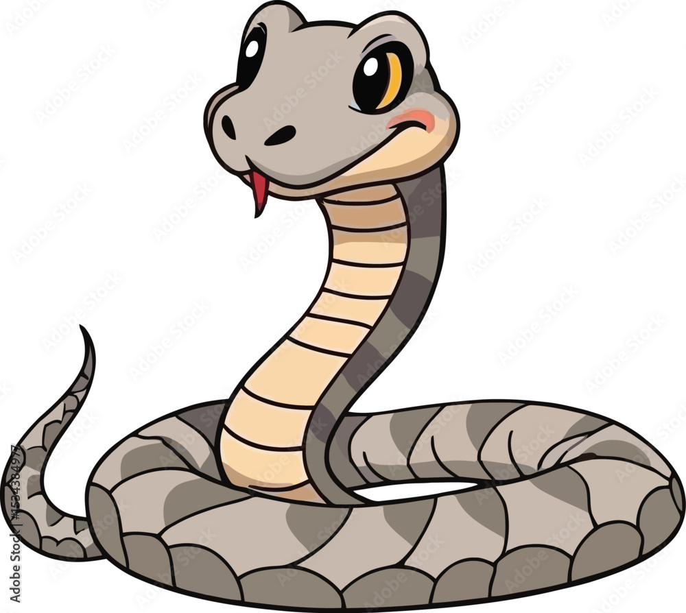Fototapeta premium Cute cartoon a illustrator vector Ratllesnake