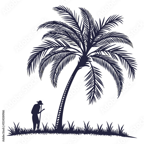 Tropical palm tree silhouettes against a summer beach sunset