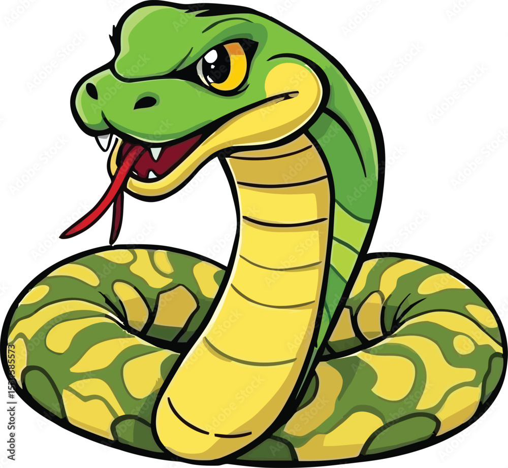 Fototapeta premium Cute cartoon a illustrator vector Ratllesnake