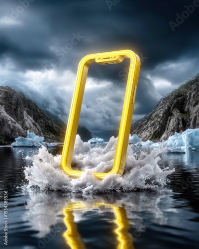 Innovative Waterproof Smartphone with Neon Frame for Extreme Environments