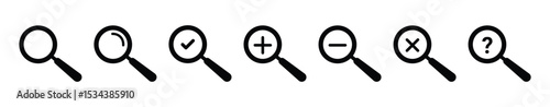 
Search Icon vector illustration, magnifying glass symbol, search icon clip art , zoom in and zoom out symbol, , Magnifying glass icon set , stock vector . 