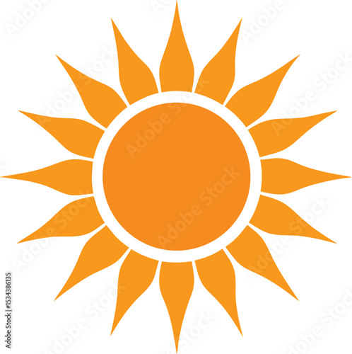 sun icon vector illustration element, logotype, drawing, glow, solar, climate, 