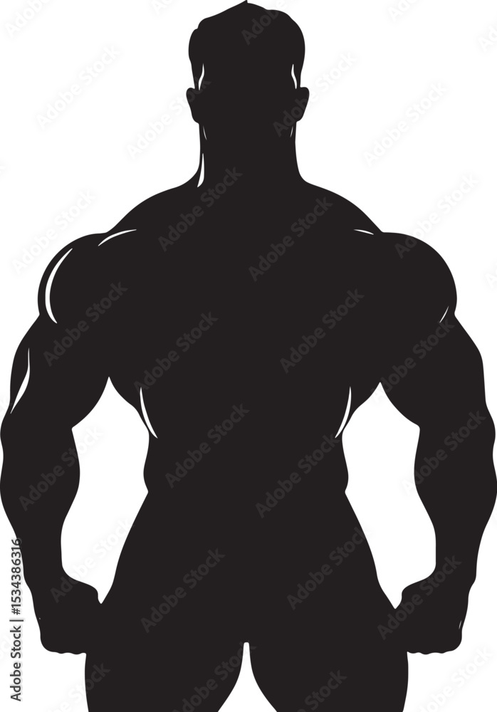 Fototapeta premium Muscular Man Silhouette Strong Bodybuilder Fitness Icon
