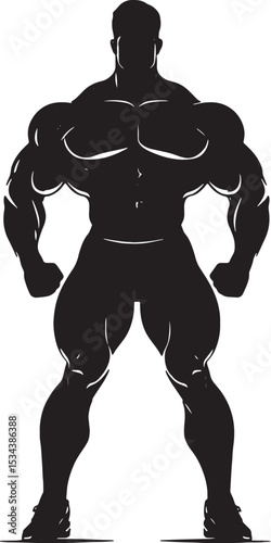 Muscular Bodybuilder Silhouette Strong Physique Fitness Strength Training