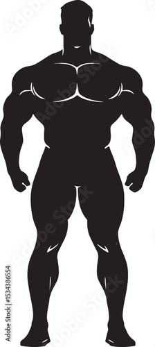 Muscular Bodybuilder Silhouette Strong Man Fitness Gym