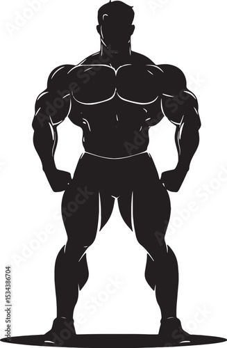 Muscular Bodybuilder Silhouette Strong Physique Fitness Power