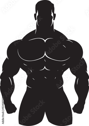 Muscular Bodybuilder Silhouette Strong Man Fitness Power