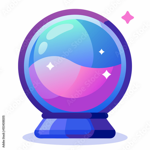 Vibrant Crystal Ball Illustration for Fortune Telling and Magic