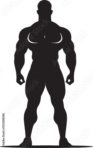 Muscular Bodybuilder Silhouette Strong Man Fitness Power