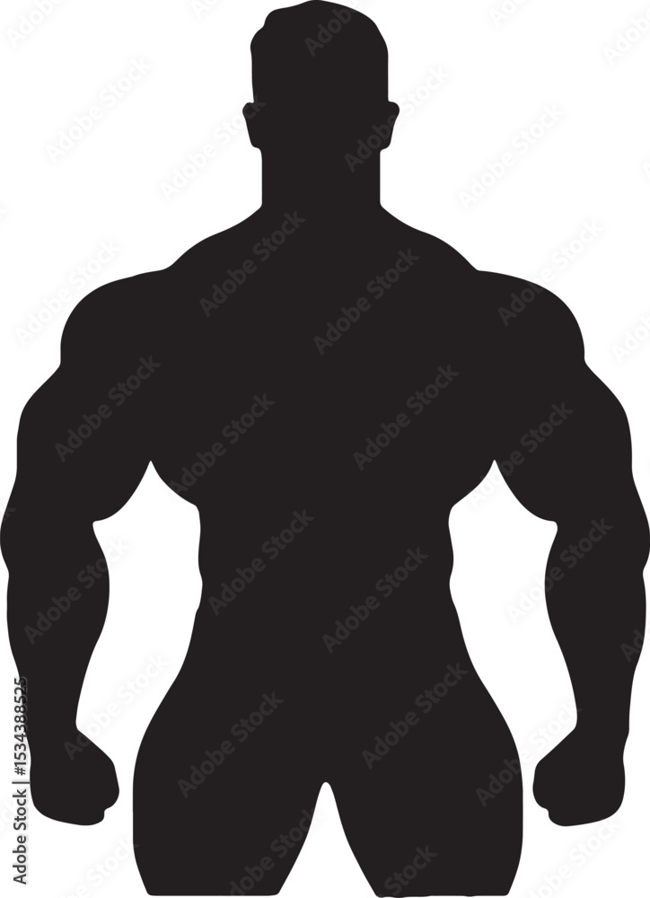 Fototapeta premium Muscular man silhouette strong bodybuilder fitness power