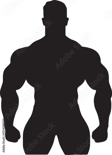 Muscular man silhouette strong bodybuilder fitness power