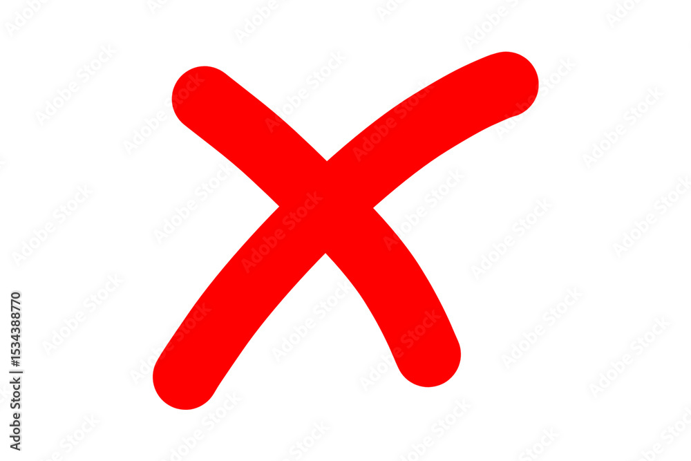 Obraz premium Red Bold Cross Symbol | Error Cancel Wrong Mark PNG
