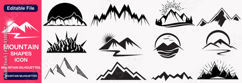 A set of mountain silhouettes vector illustration