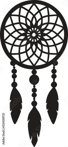Black dreamcatcher with feathers and beads wall decor bohemian style home ornament handmade craft for bedroom
