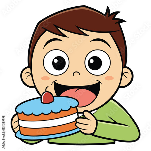A child's eyes wide with delight as they take a bite of something delicious.