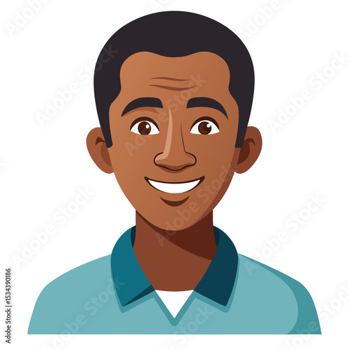 A contented African American man with a subtle, inner smile, showing peaceful satisfaction.