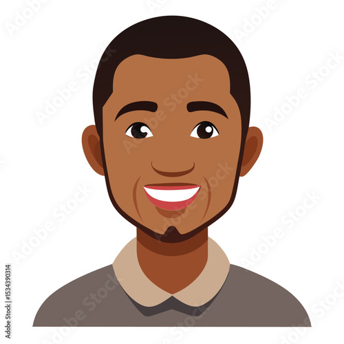 A gentle, closed-mouth smile on an African American man's face, conveying kindness.