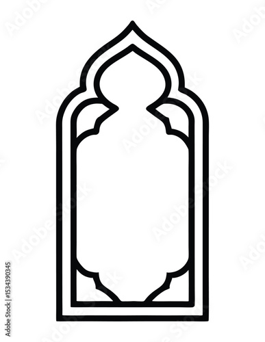 Cultural Islamic Text Box Frame with Thick Black Silhouette Outline