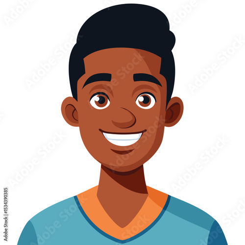 A happy African American man with a slightly tilted smile, radiating joy.
