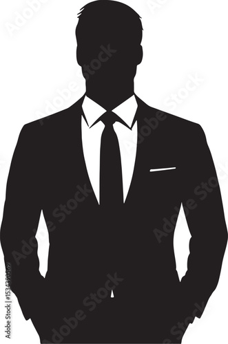 Anonymous Businessman Silhouette Professional Suit Black White