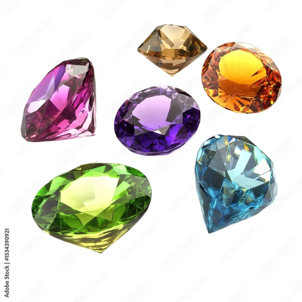 Fototapeta premium Sparkling Gemstones Vibrant Colors Precious Jewels Luxury Collection