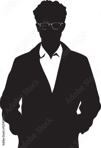 Silhouetted Man in Suit Glasses Business Professional