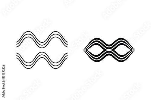 Abstract black and white wavy line art designs on a clean white background