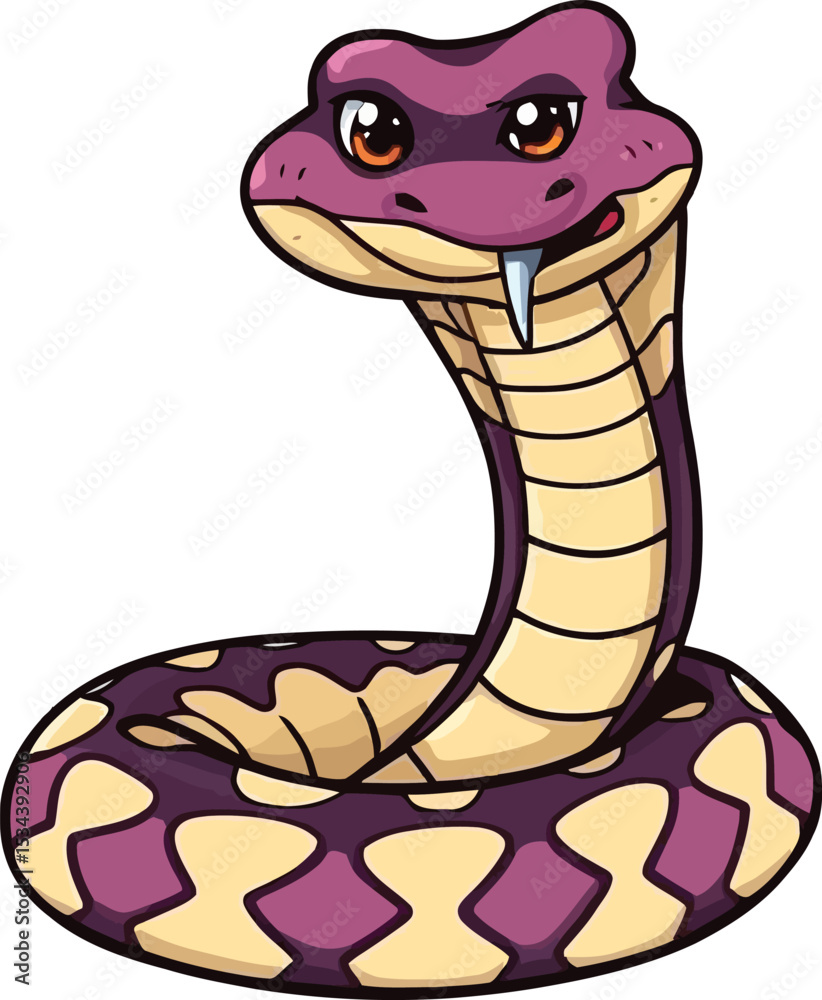 Fototapeta premium Cute cartoon a illustrator vector Ratllesnake