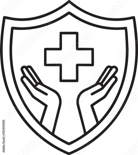 First aid medical symbol button with a Swiss cross design, perfect for health emergency icons