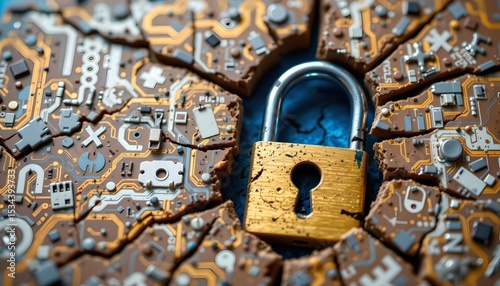 Securing data with advanced encryption techniques digital landscape visual representation modern technology environment close-up view cybersecurity awareness