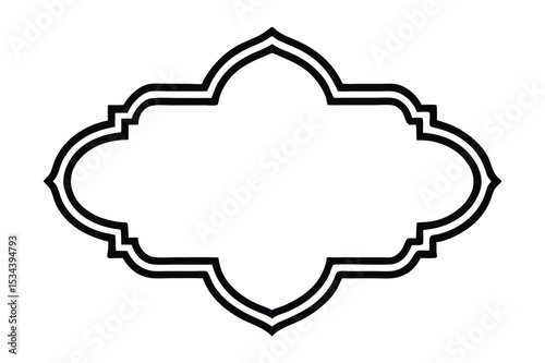 Islamic Text Box Frame Vector with Black Silhouette Style