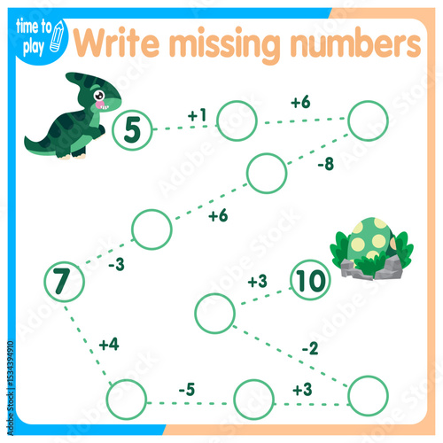 Activities for kids. Copy the path. Logical games for kids. Vector illustration. Square format book dinosaur	
