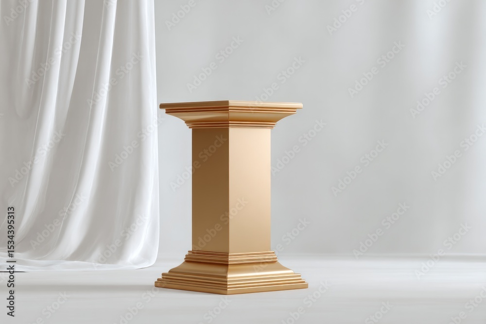 sleek gold podium stands solitary against pristine white backdrop sleek gold podium stands solitary against pristine white backdrop