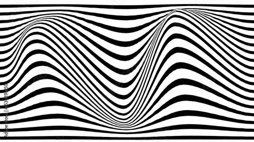 Abstract animation background with wavy black and white lines creating a dynamic visual effect. Moving background with smooth curves and alternating patterns