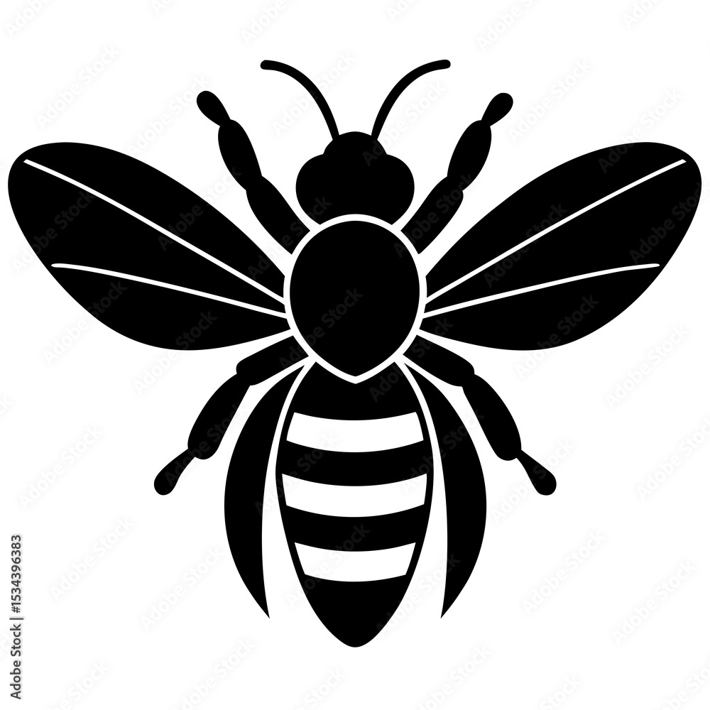 Fototapeta premium Bee Flying Silhouette Pollination Insect Icon Clipart