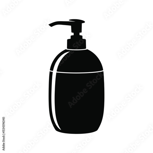 Black and white icon of pump bottle dispenser