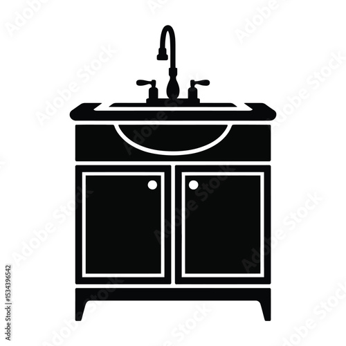 Bathroom sink vanity icon black silhouette